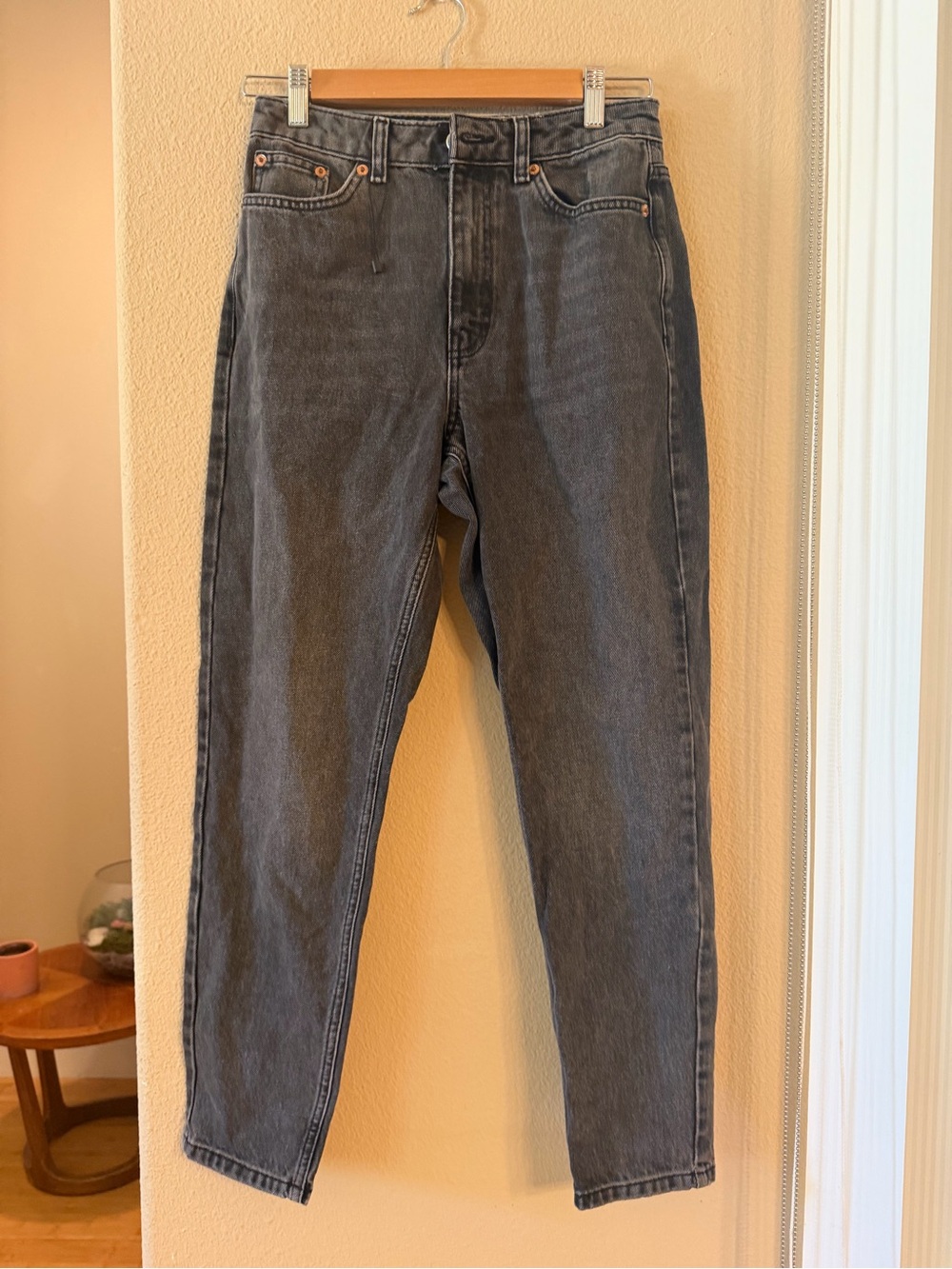 Top Shop Women’s Black Washed Jeans - Classic Straight Fit